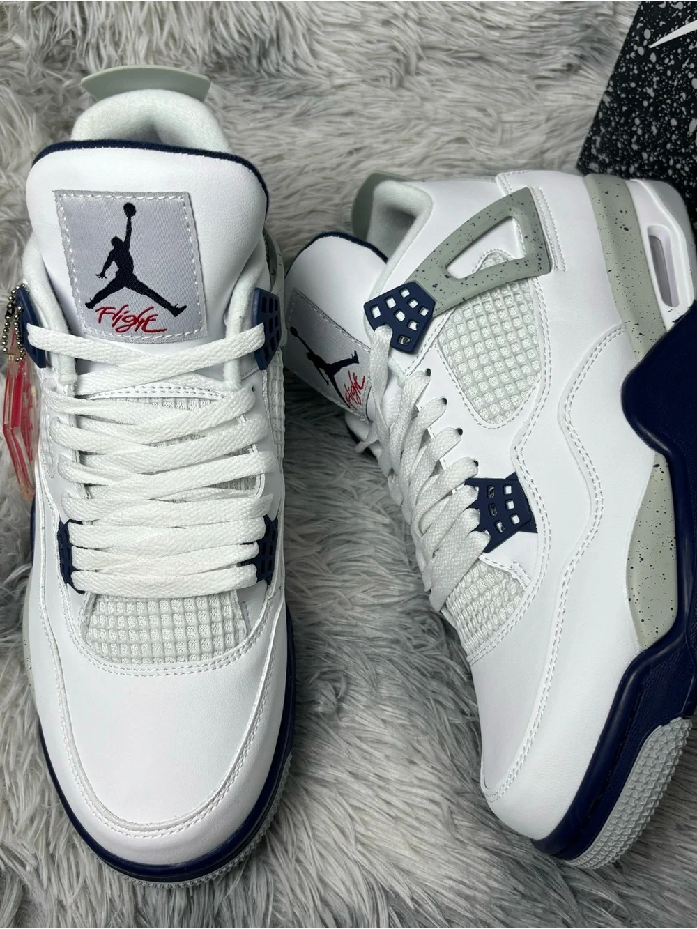 Air Jordan White and Navy Basketball Sneakers